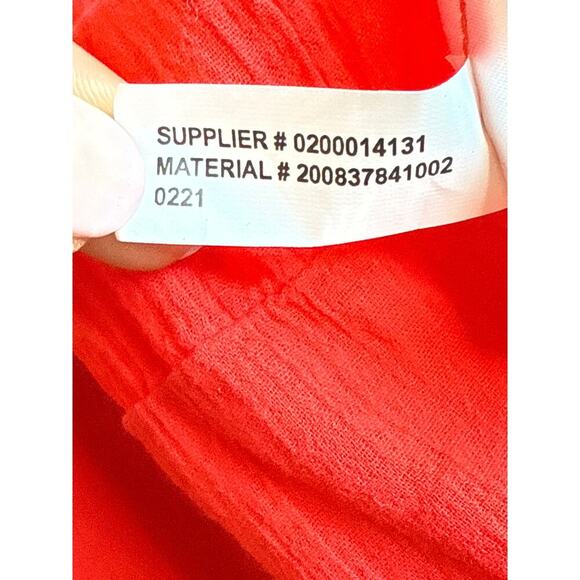 Lauren Ralph Lauren Black Label Red Ruffle Trim Crinkle Cotton Top Womens Size S - Picture 11 of 11